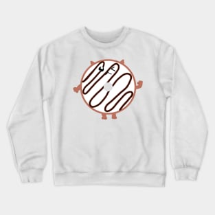 Vanilla Donut-Shaped Cat with Chocolate Drizzle Crewneck Sweatshirt